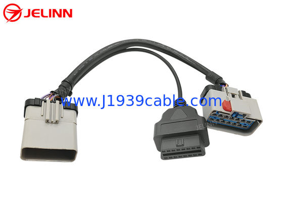 RP1226 رمادي 14 دبوس ذكر إلى RP1226 أنثى و 16 دبوس OBD2 OBDII أنثى الفاصل Y كابل