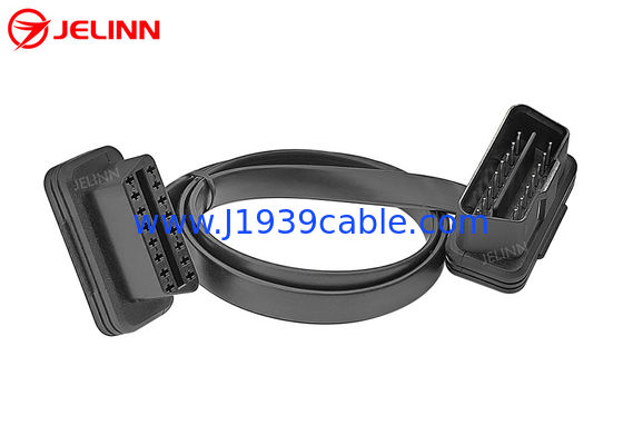 تمديد Obd2 الماسح الضوئي كابل / عبء محول كابل مسطح الشكل
