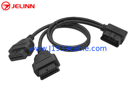 OBD2 OBDII 16 دبوس الزاوية اليمنى ذكر إلى أنثى مزدوجة انقسام Y كابل