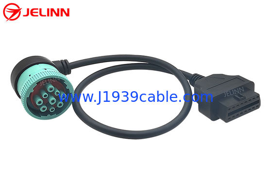 الزاوية اليمنى الخضراء J1939 Deutsch 9-Pin أنثى إلى J1962 OBD2 كبل أنثى 16 دبوس