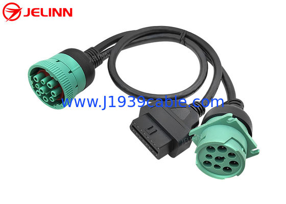 J1939 9 دبوس إلى OBD 2 OBD2 16 دبوس تقسيم Y كابل 9Pin تقسيم السلك السلكي للشاحنة GPS