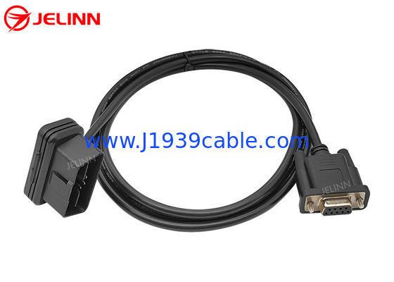 J1962 الزاوية اليمنى OBD 2 OBD2 16 دبوس إلى RS232 DB9 كابل الاتصال