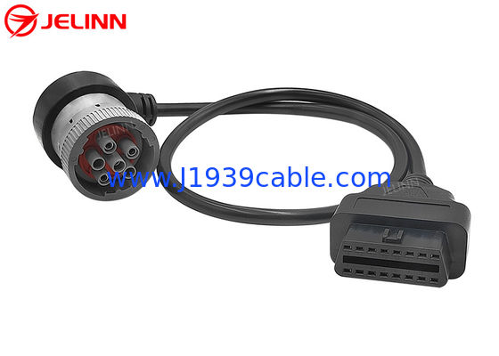 الزاوية اليمنى J1708 6 وصلة دبوس إلى كابل الاتصال OBD 2 لأجهزة التشخيص أو أجهزة التتبع